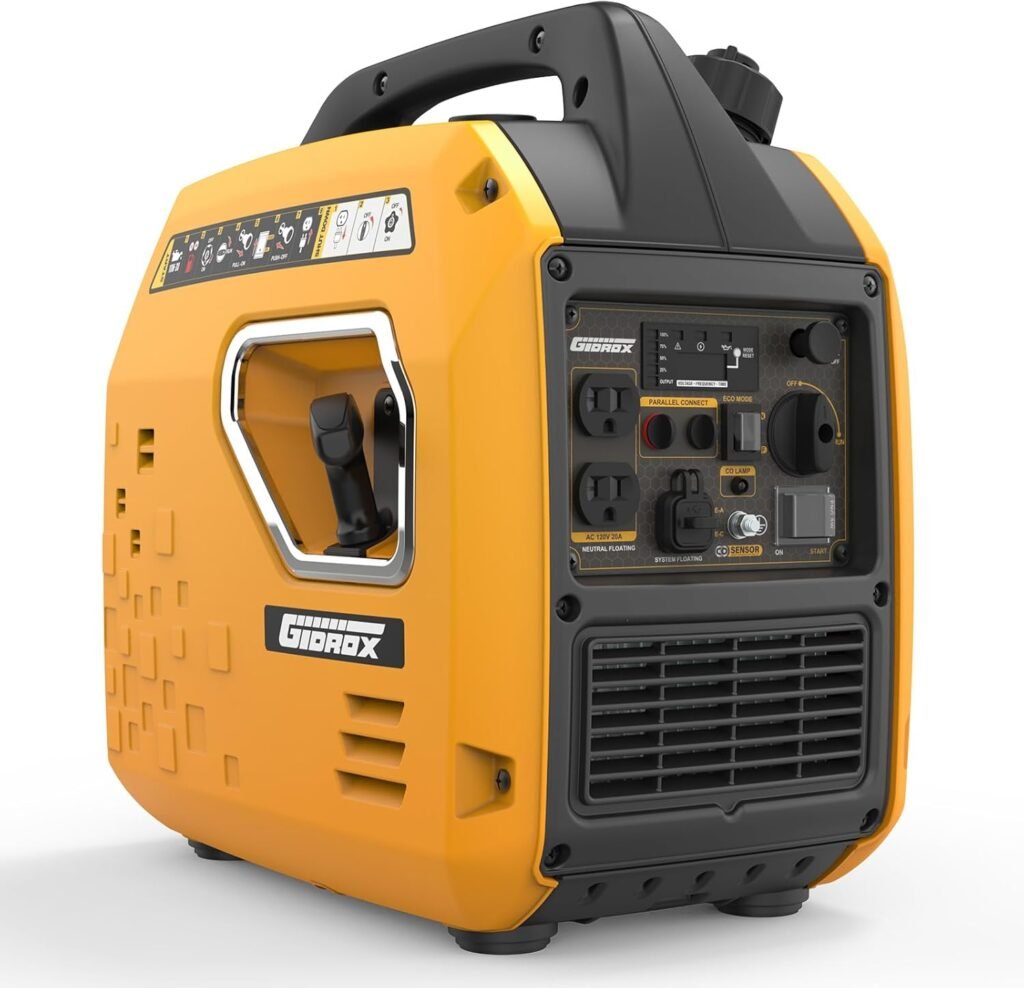 2500W Portable Inverter Generator, Super Quiet Gas Powered, EPA Compliant, RV Ready, CO Sensor, Parallel Capable, Clean Power for Camping or Home Backup