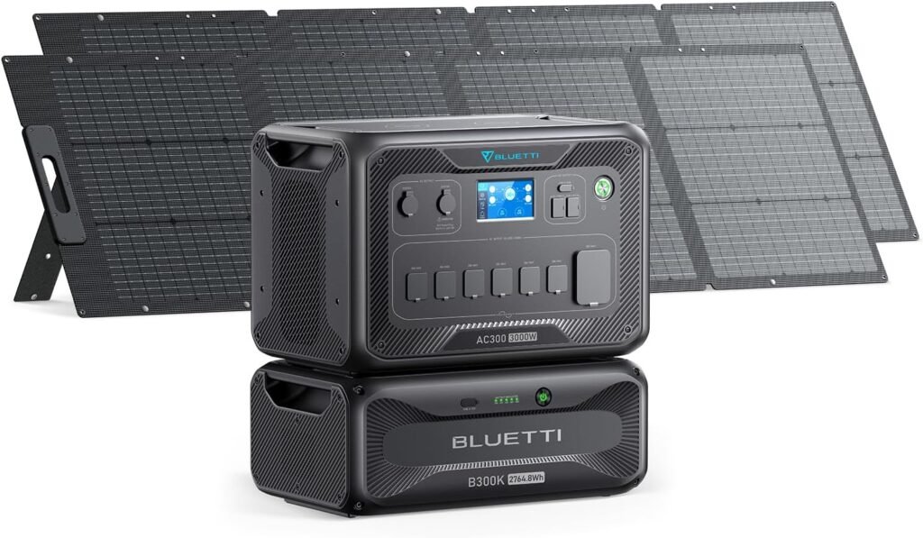 BLUETTI Solar Generator AC300 B300K Expansion Battery with 350W Solar Panel Included, 2764.8Wh LiFePO4 Portable Power Station w/ 7 3000W AC Outlets, for Home Emergency, Power Outage, Off Grid BLUETTI Solar Generator AC300 B300K Expansion Battery with 350W Solar Panel Included, 2764.8Wh LiFePO4 Portable Power Station w/ 7 3000W AC Outlets, for Home Emergency, Power Outage, Off Grid