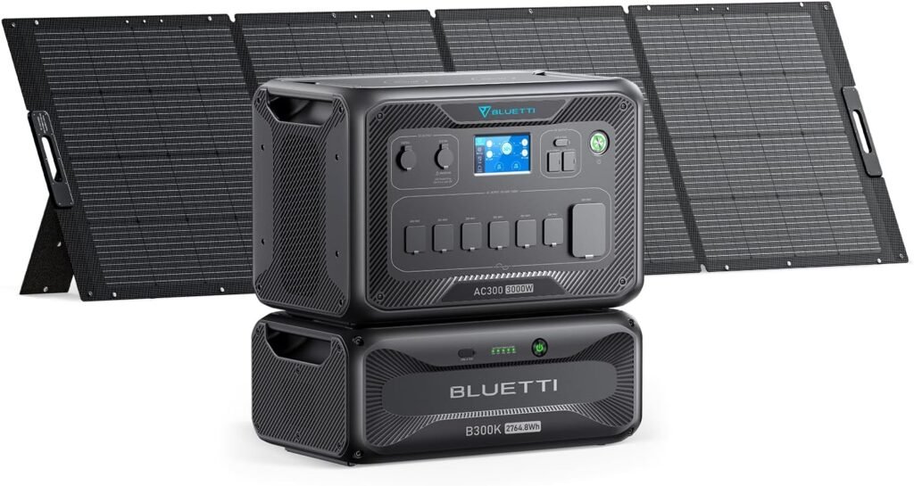 BLUETTI Solar Generator AC300 B300K Expansion Battery with 350W Solar Panel Included, 2764.8Wh LiFePO4 Portable Power Station w/ 7 3000W AC Outlets, for Home Emergency, Power Outage, Off Grid BLUETTI Solar Generator AC300 B300K Expansion Battery with 350W Solar Panel Included, 2764.8Wh LiFePO4 Portable Power Station w/ 7 3000W AC Outlets, for Home Emergency, Power Outage, Off Grid
