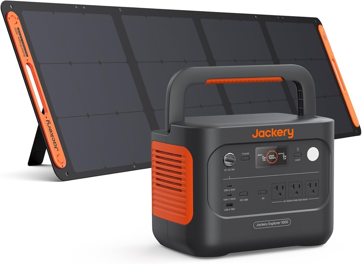 Jackery solar generator 1000 v2 with 200w solar panel1070wh portable power station lifepo4 battery1500w ac100w usb c out