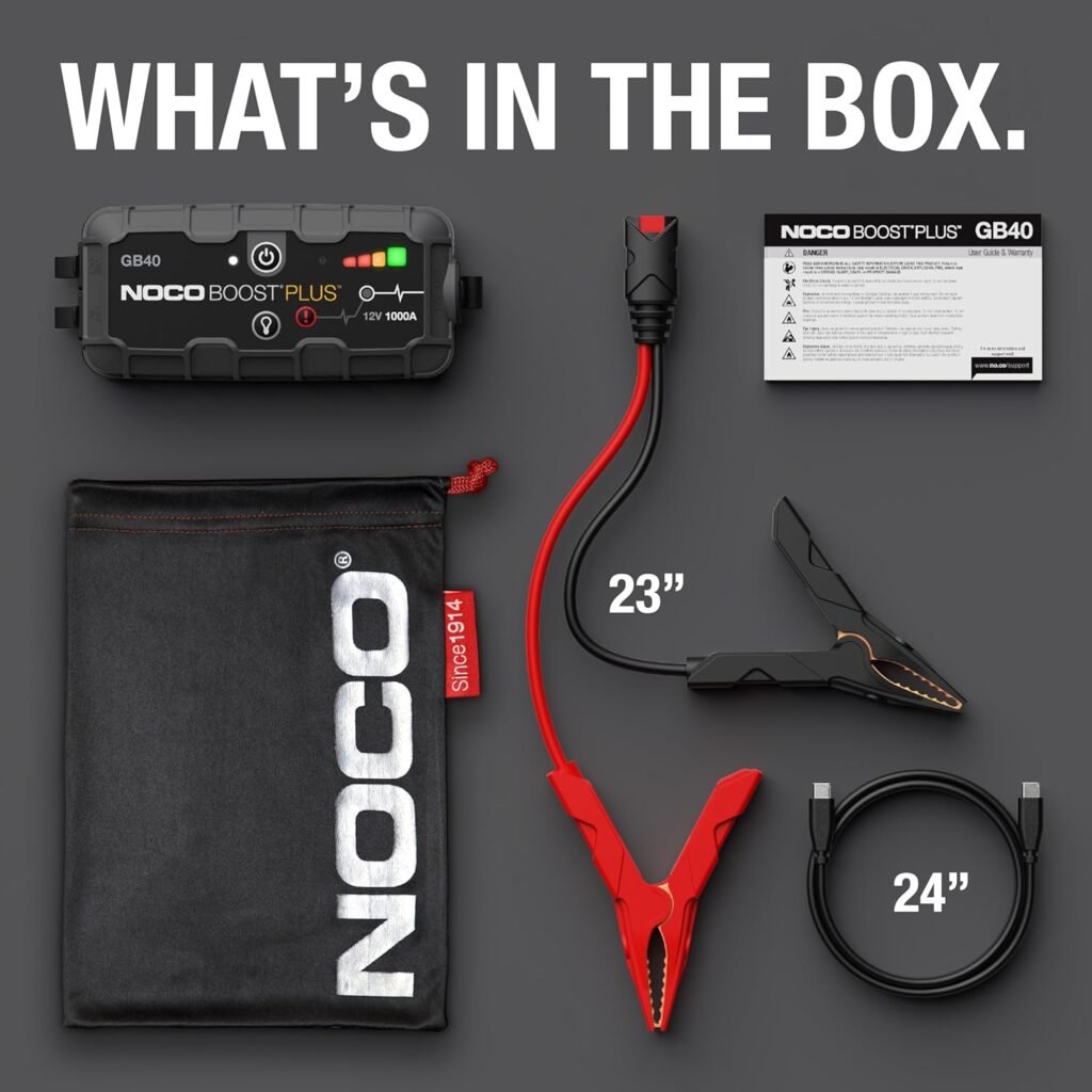 NOCO Boost GB40: 1000A UltraSafe Jump Starter – 12V Lithium Battery Booster Pack, Portable Jump Box, Power Bank  Jumper Cables - for 6.0L Gas and 3.0L Diesel Engines