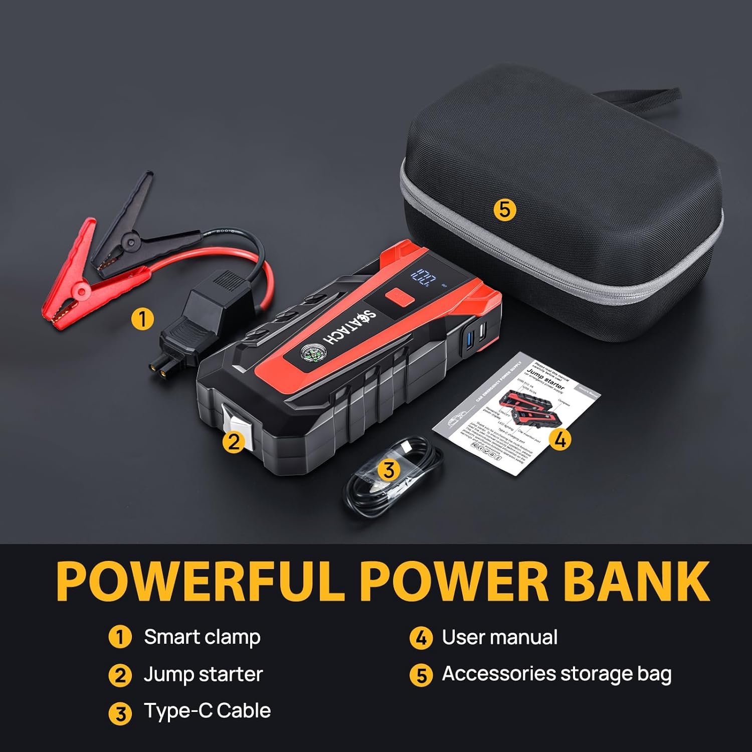Scatach 011 3000a car battery jump starter12v jump starter battery pack up to 90l gasoline and 70l diesel engine portabl 2