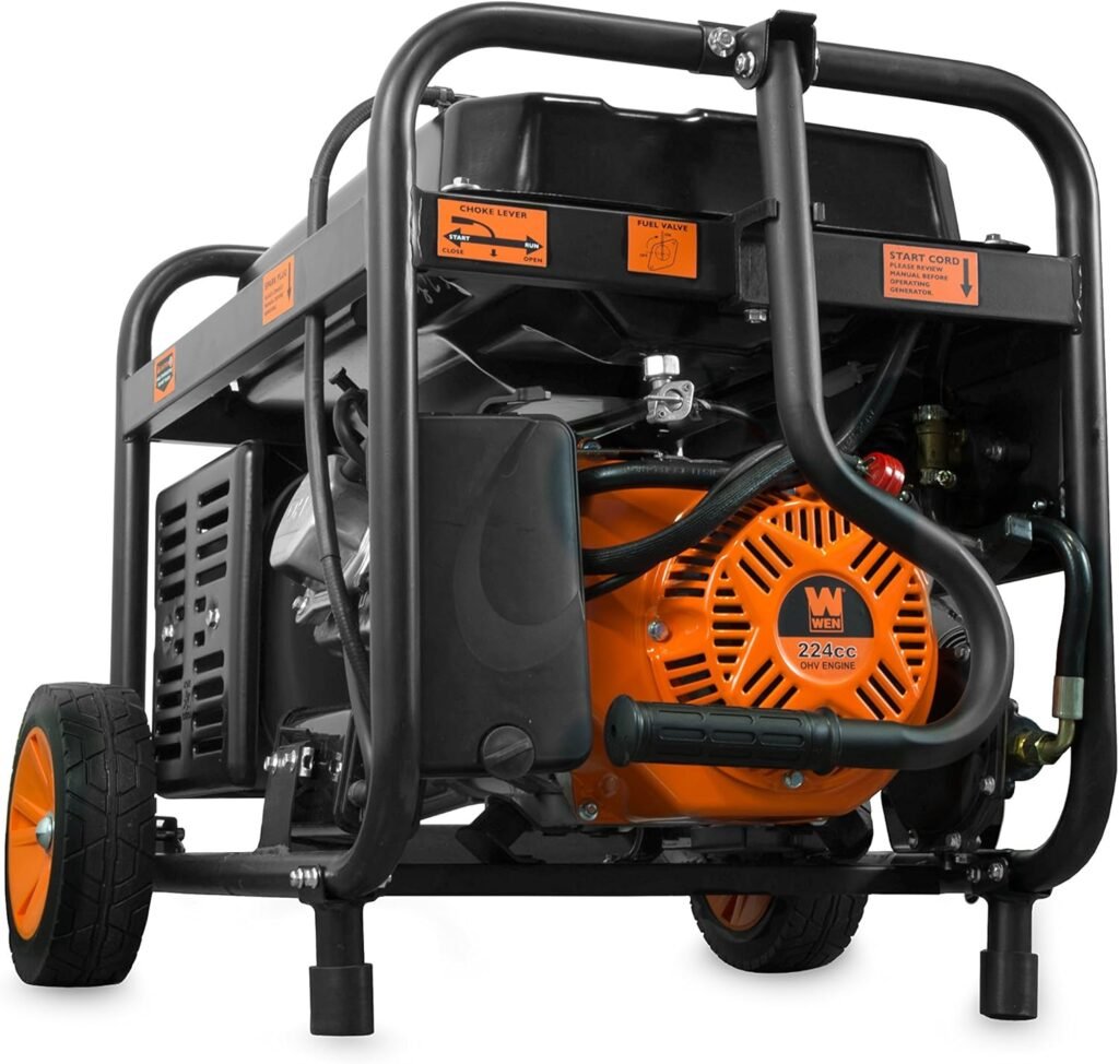 WEN 4,750-Watt 120V/240V Dual Fuel Portable Generator with Wheel Kit and Electric Start (DF475T)