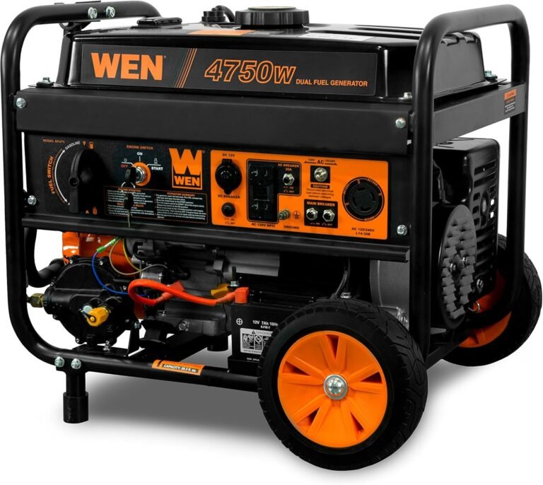 Wen 4750 watt 120v240v dual fuel portable generator with wheel kit and electric start df475t