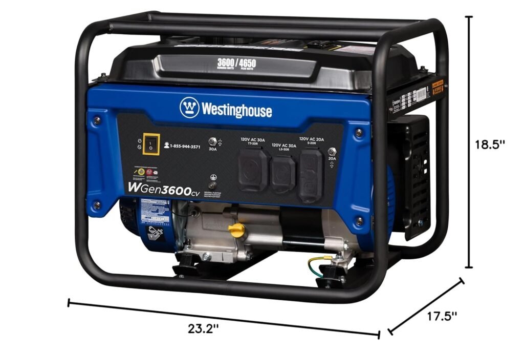 Westinghouse 4650 Peak Watt Portable Generator, RV Ready 30A Outlet, Gas Powered, CO Sensor Westinghouse 4650 Peak Watt Portable Generator, RV Ready 30A Outlet, Gas Powered, CO Sensor