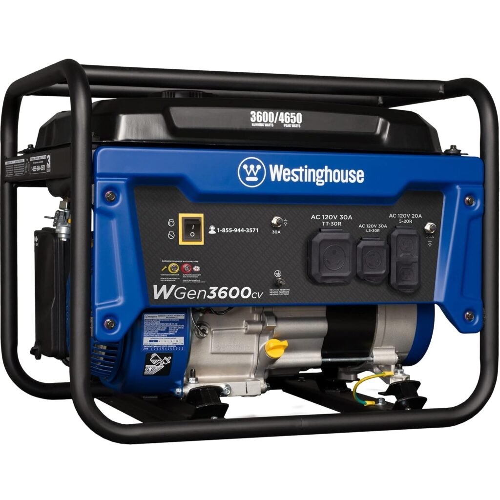 Westinghouse 4650 Peak Watt Portable Generator, RV Ready 30A Outlet, Gas Powered, CO Sensor Westinghouse 4650 Peak Watt Portable Generator, RV Ready 30A Outlet, Gas Powered, CO Sensor