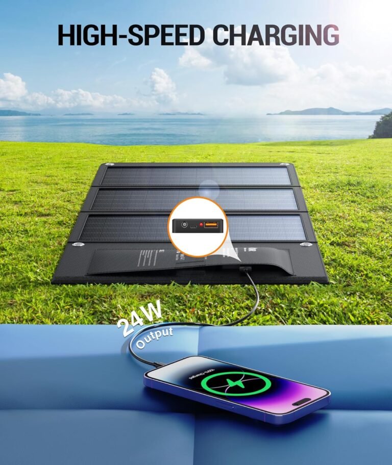 Blavor 10w portable solar charger5v2a max small foldable solar panel with usb c usb a outputs compatible with cell phone
