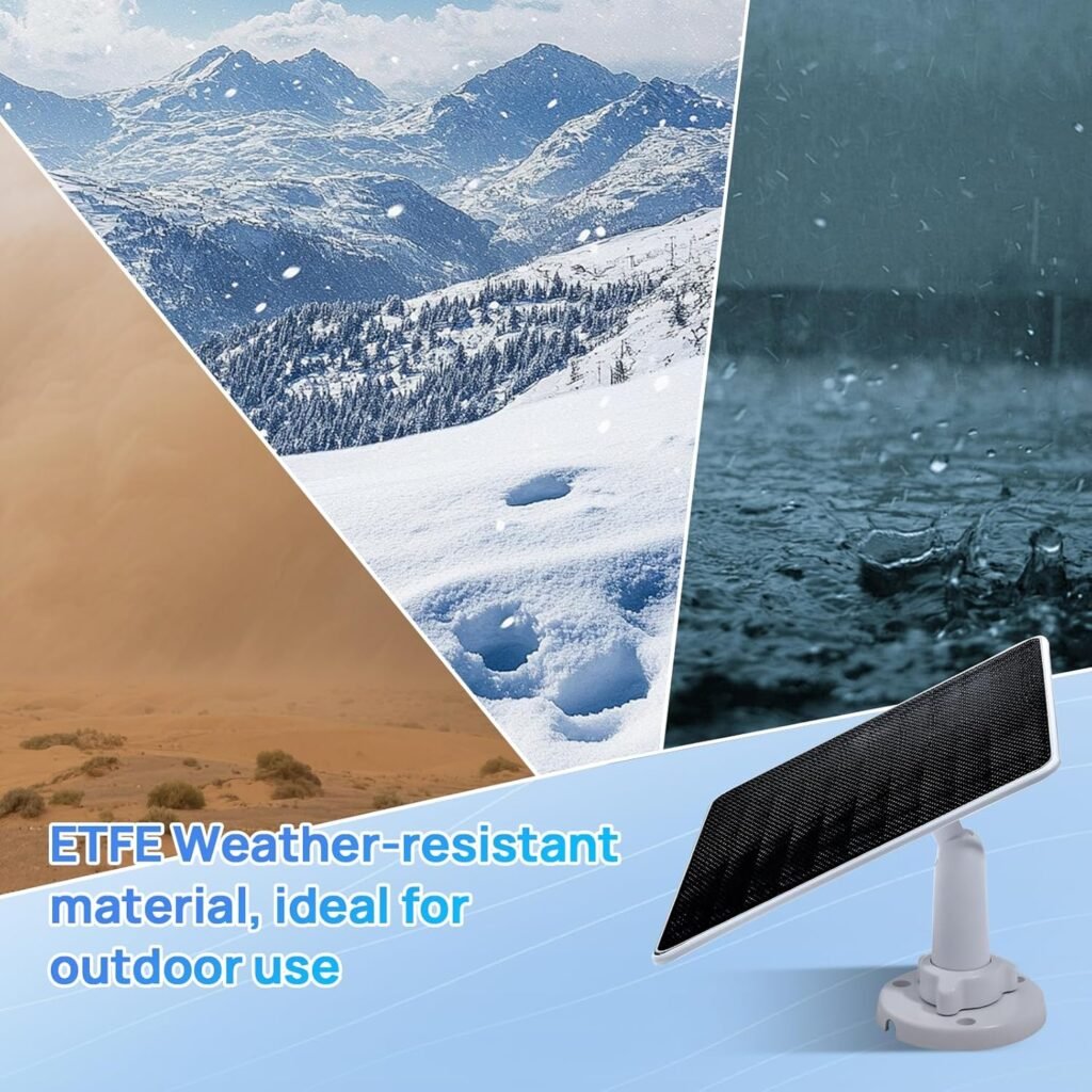 ECO-Worthy 5W 5V Solar Panel Solar Charger for Ring Camera, Compatible with Ring Spotlight Cam，Stick Up Outdoor Cam，25% High Efficiency,10ft/3m Cable with USB-C, 360°Adjustable, IP65