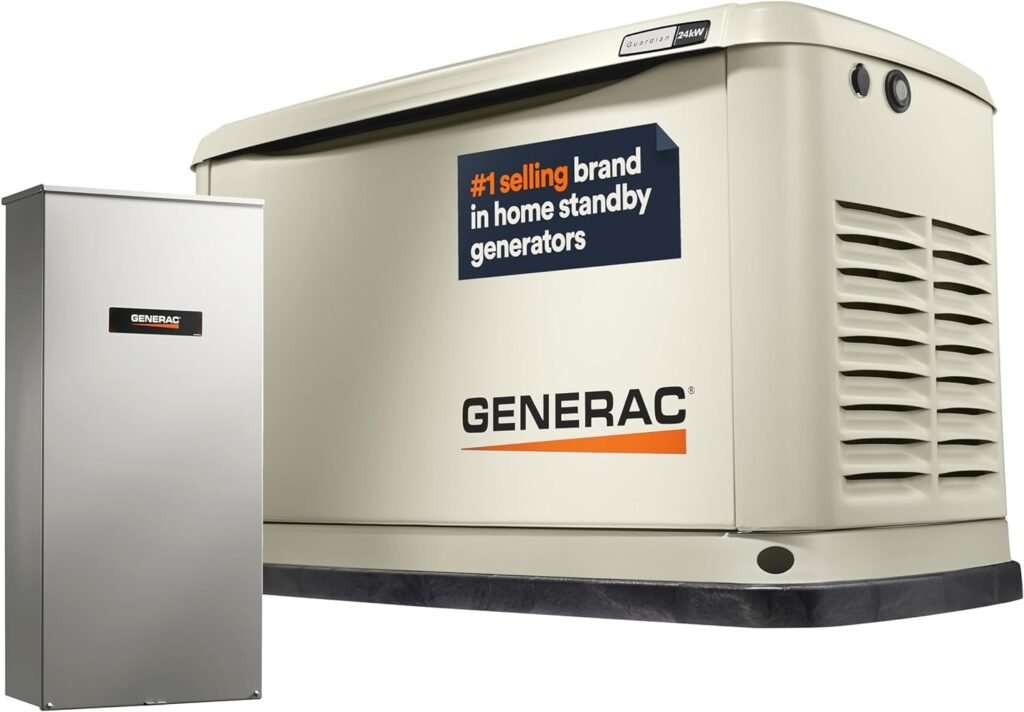 Generac Guardian 24kW Home Standby Generator with 200 Amp Transfer Switch, Durable All Aluminum, WiFi Enabled with G-Force Engine, Easy to Use, Whole House Power Backup, Smart Outage Solution - Bisque Generac Guardian 24kW Home Standby Generator with 200 Amp Transfer Switch, Durable All Aluminum, WiFi Enabled with G-Force Engine, Easy to Use, Whole House Power Backup, Smart Outage Solution - Bisque