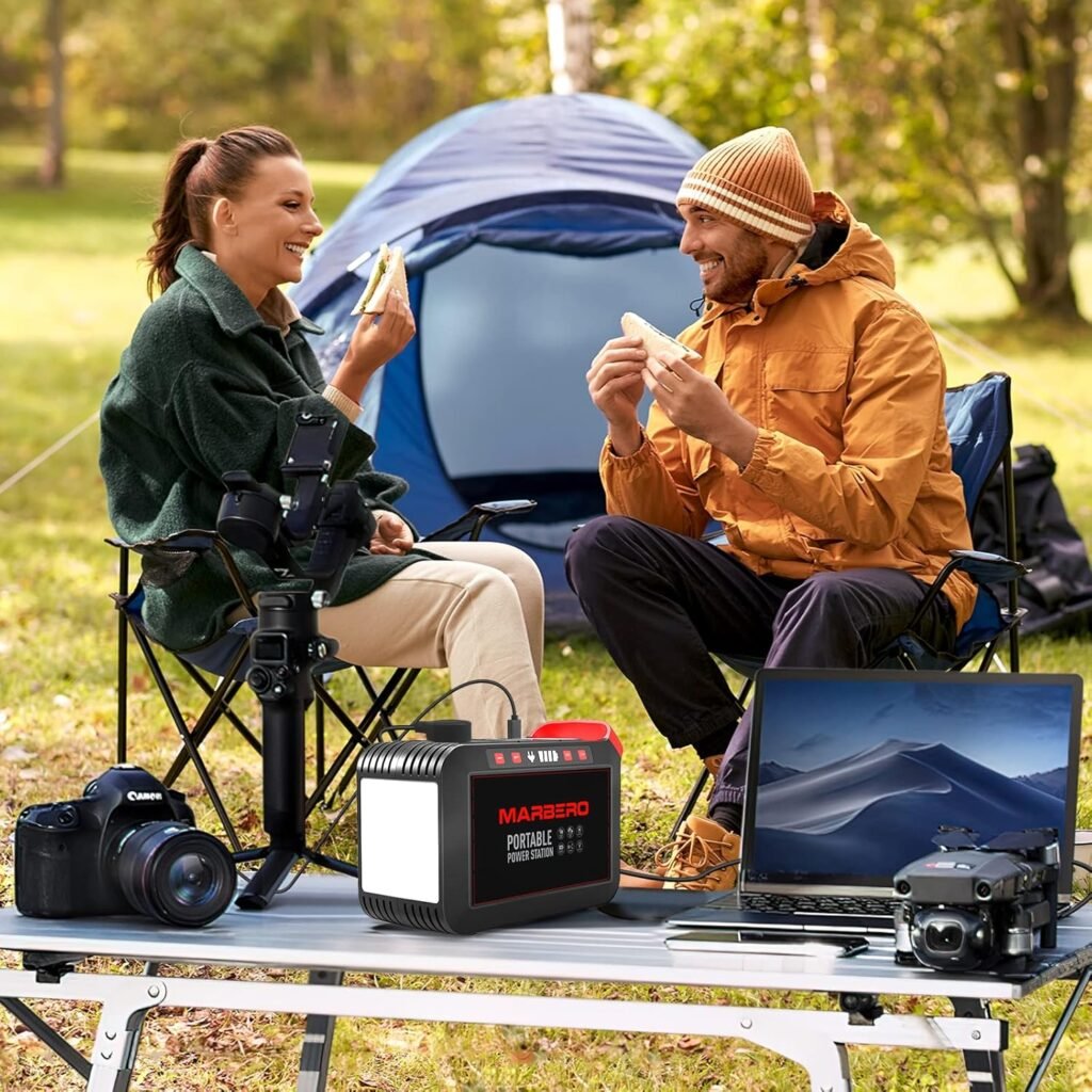 MARBERO 237Wh Solar Generator with Solar Panel Included Portable Power Station 300W Pure Sine Wave with Foldable Solar Panel 60W Set for Camping Outdoor Hiking Fishing Emergency
