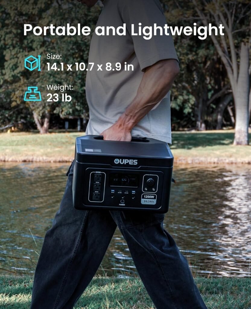 OUPES Exodus 1200 Portable Power Station 1200W (Surge 3600W), 992Wh LiFePO4 Solar Generator with Smart App Control, UPS, 140W USB-C, for Outdoor Emergency Backup