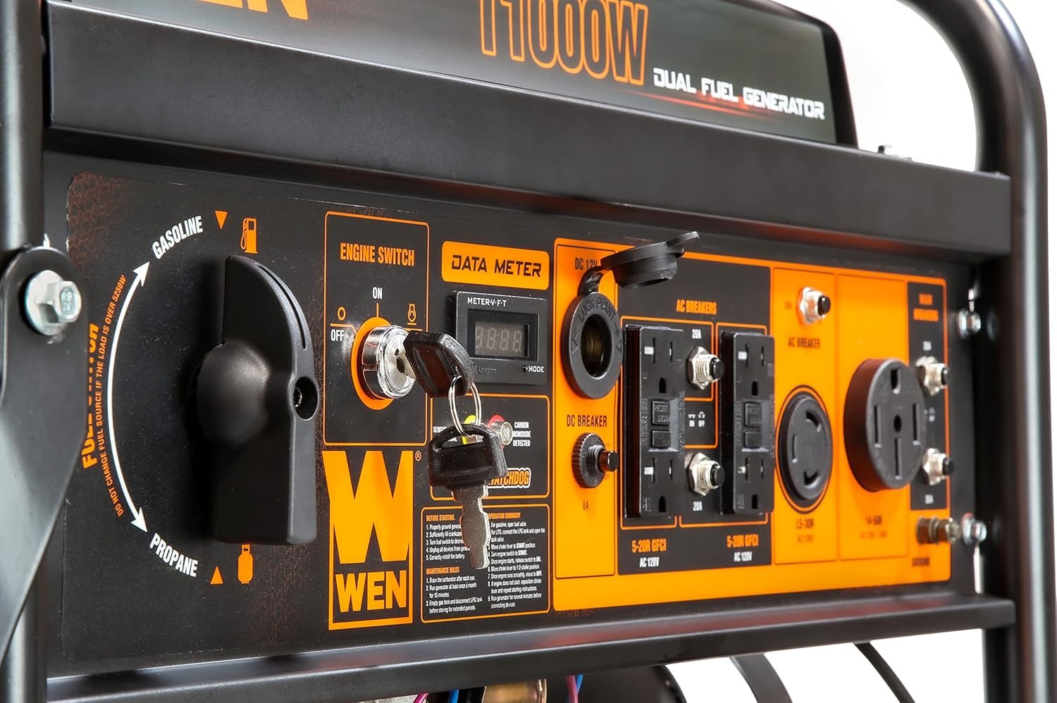 Wen 11000 watt 120v240v dual fuel portable generator with wheel kit and electric start df1100t 1