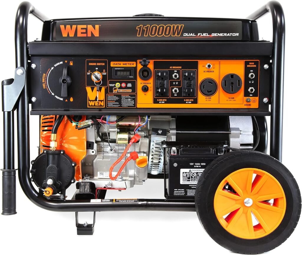 WEN 11,000-Watt 120V/240V Dual Fuel Portable Generator with Wheel Kit and Electric Start (DF1100T)