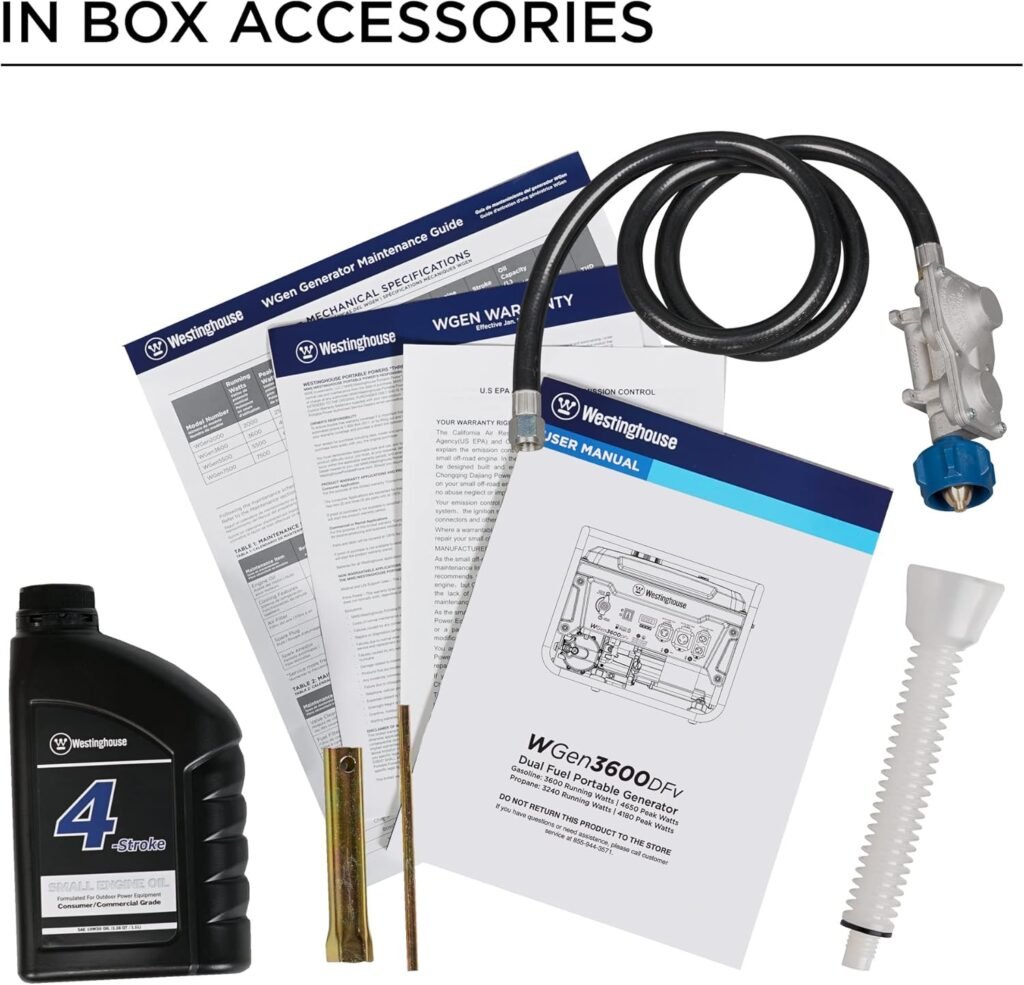 Westinghouse 4650 Peak Watt Dual Fuel Portable Generator, Remote Electric Start with Auto Choke, RV Ready 30A Outlet, Gas Propane Powered