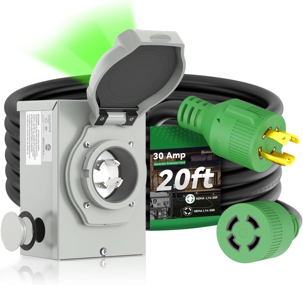 30 Amp Generator Cord 15FT and Power Inlet Box, Pre-Drilled 30 Amp Generator Inlet Box with Cord, NEMA L14-30P to L14-30R Generator Cord Waterproof Combo Kit, ETL Listed 30 Amp Generator Cord 15FT and Power Inlet Box, Pre-Drilled 30 Amp Generator Inlet Box with Cord, NEMA L14-30P to L14-30R Generator Cord Waterproof Combo Kit, ETL Listed