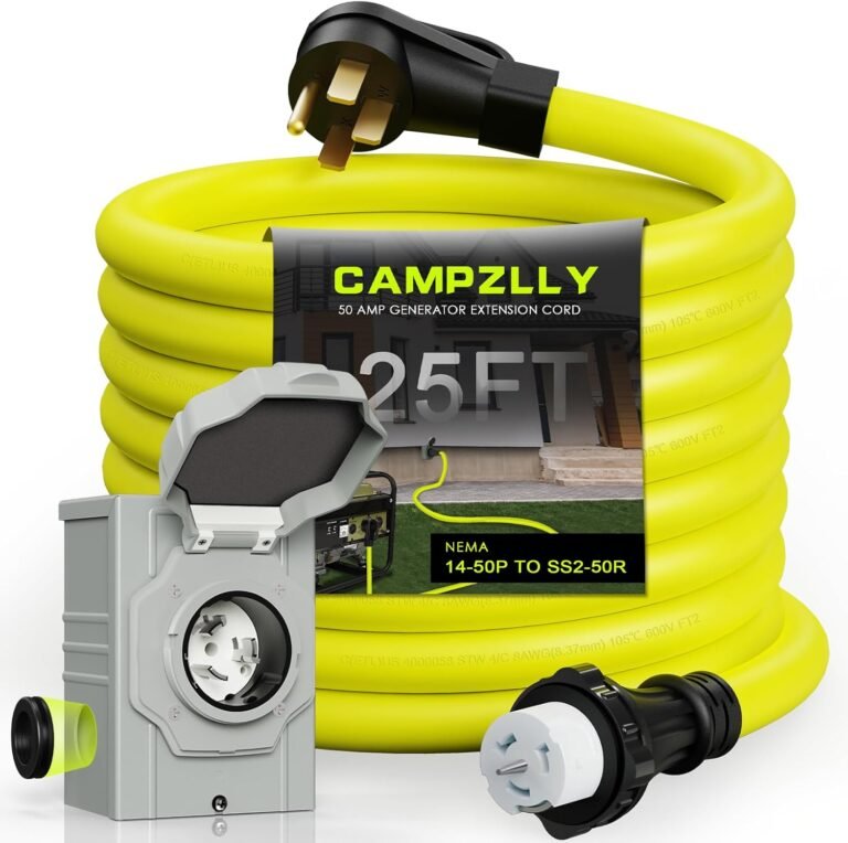 50 amp generator cord 15ft and power inlet box nema 14 50p male to ss2 50r 125250v twist lock connector with pre drilled 5