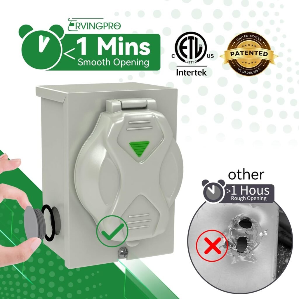 50 Amp Generator Cord 15FT and Power Inlet Box, Pre-Drilled 50 Amp Generator Inlet Box with Cord, NEMA 14-50P to SS2-50R Generator Cord Waterproof Combo Kit, ETL Listed 50 Amp Generator Cord 15FT and Power Inlet Box, Pre-Drilled 50 Amp Generator Inlet Box with Cord, NEMA 14-50P to SS2-50R Generator Cord Waterproof Combo Kit, ETL Listed