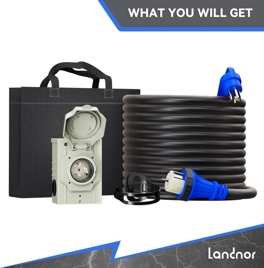 50AMP 15FT Generator Cord with Pre-Drilled Power Inlet Box, 125V/250V NEMA 14-50P to SS2-50R, STW 6/3+8/1 AWG Generator Cord and Twist Locking with Inlet Box, Waterproof Combo Kit, ULETL Listed 50AMP 15FT Generator Cord with Pre-Drilled Power Inlet Box, 125V/250V NEMA 14-50P to SS2-50R, STW 6/3+8/1 AWG Generator Cord and Twist Locking with Inlet Box, Waterproof Combo Kit, ULETL Listed