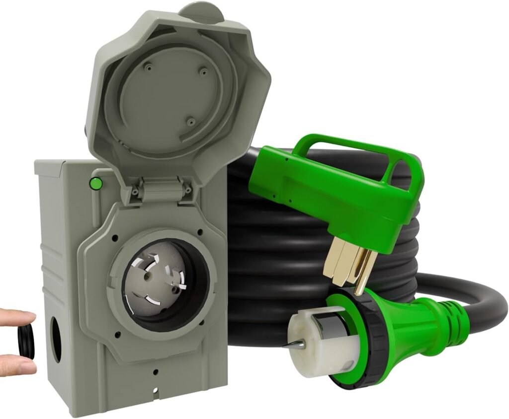 50AMP 15FT Generator Cord with Pre-Drilled Power Inlet Box, 125V/250V NEMA 14-50P to SS2-50R, STW 6/3+8/1 AWG Generator Cord and Twist Locking with Inlet Box, Waterproof Combo Kit, ULETL Listed 50AMP 15FT Generator Cord with Pre-Drilled Power Inlet Box, 125V/250V NEMA 14-50P to SS2-50R, STW 6/3+8/1 AWG Generator Cord and Twist Locking with Inlet Box, Waterproof Combo Kit, ULETL Listed