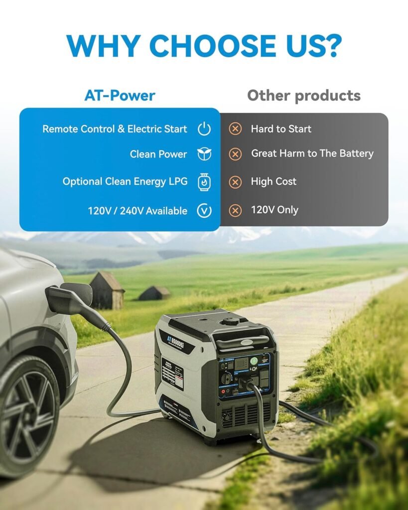 6500 Watt Dual Fuel Generator for Home Use with Remote Control, RV Ready, Electric Start, Quiet Inverter Generators with Telescopic Handle for Outdoor Camping, Compliant CO Sensor 6500 Watt Dual Fuel Generator for Home Use with Remote Control, RV Ready, Electric Start, Quiet Inverter Generators with Telescopic Handle for Outdoor Camping, Compliant CO Sensor