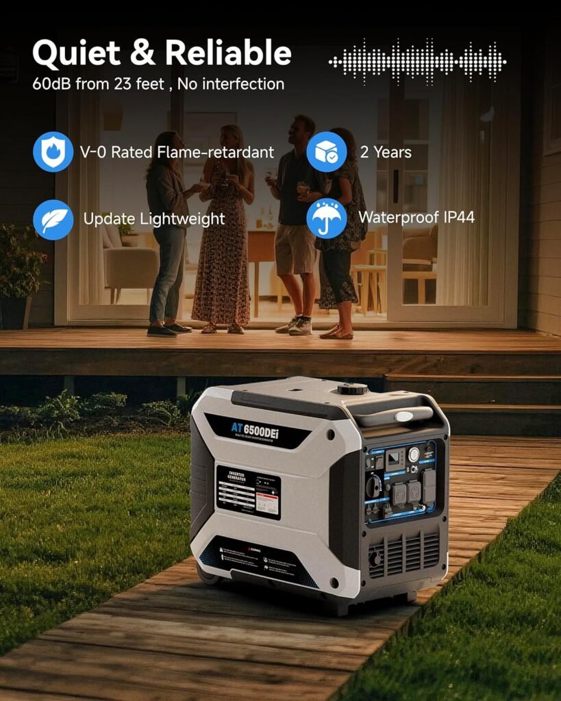6500 Watt Dual Fuel Generator for Home Use with Remote Control, RV Ready, Electric Start, Quiet Inverter Generators with Telescopic Handle for Outdoor Camping, Compliant CO Sensor 6500 Watt Dual Fuel Generator for Home Use with Remote Control, RV Ready, Electric Start, Quiet Inverter Generators with Telescopic Handle for Outdoor Camping, Compliant CO Sensor