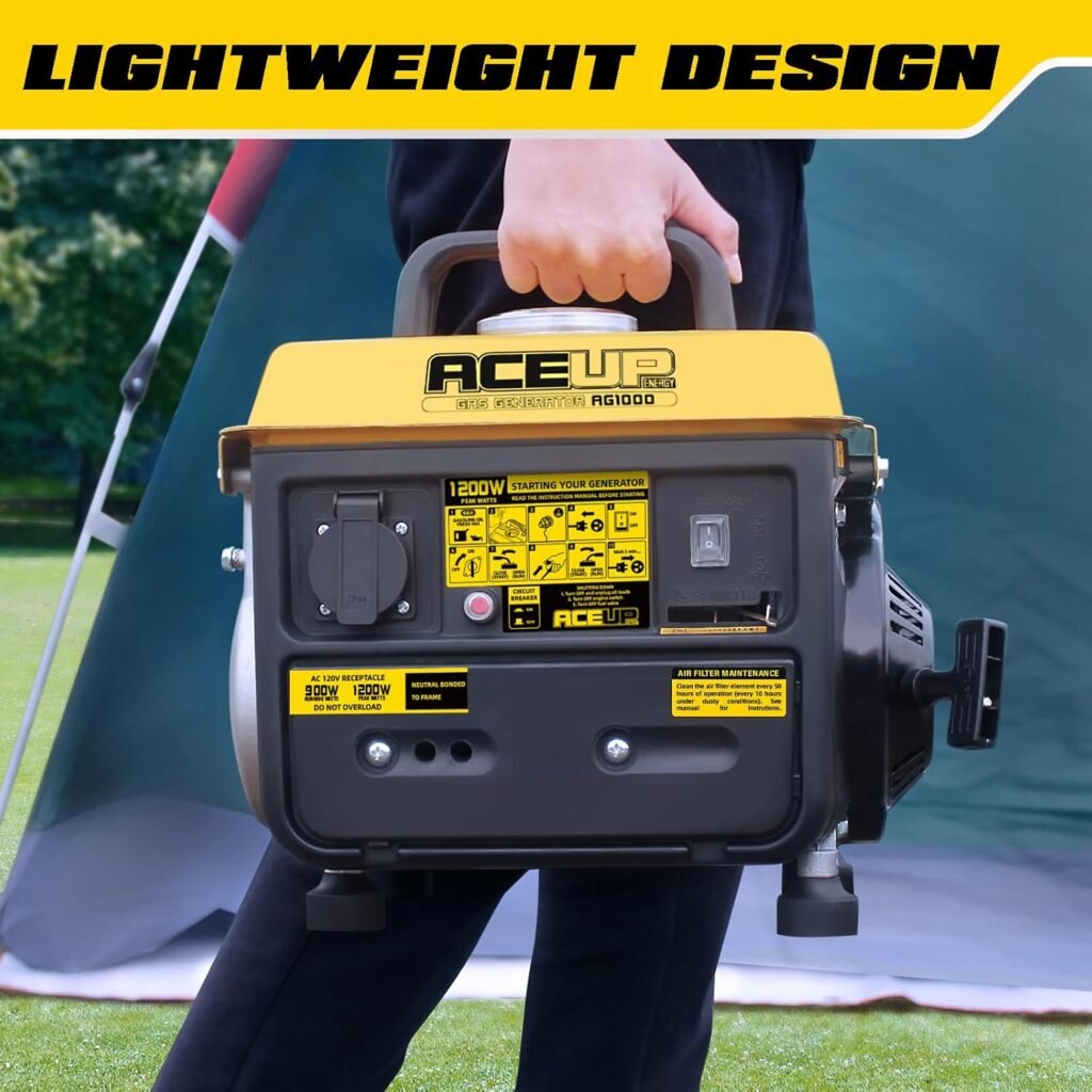 Aceup Energy 1,200W Gas-Powered Generator, Small Portable Generator Camping Ultralight, EPA CARB Compliant