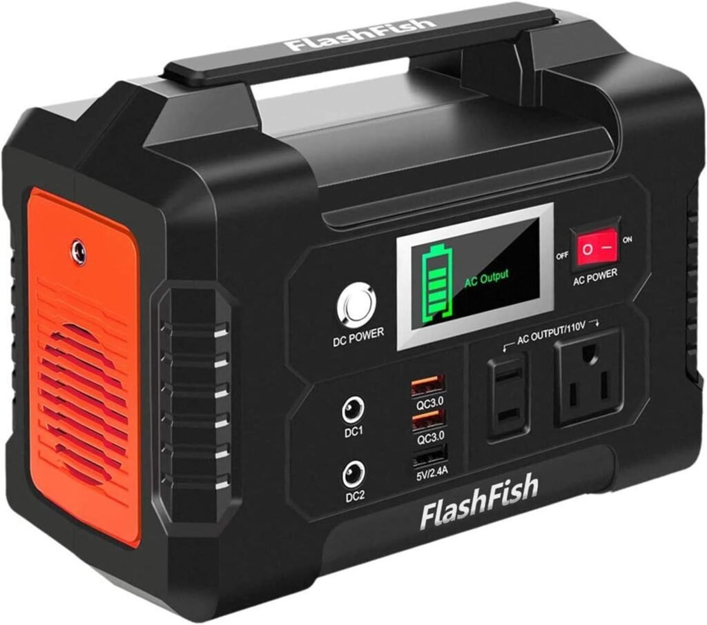 Flashfish 200W Portable Power Station 151Wh, 400W Peak Solar Generator with 110V AcOutlet, 2 DC 3 USB Ports, Backup Battery for CPAp Camping, Home, Outdoor EmergencyPower supply Flashfish 200W Portable Power Station 151Wh, 400W Peak Solar Generator with 110V AcOutlet, 2 DC 3 USB Ports, Backup Battery for CPAp Camping, Home, Outdoor EmergencyPower supply
