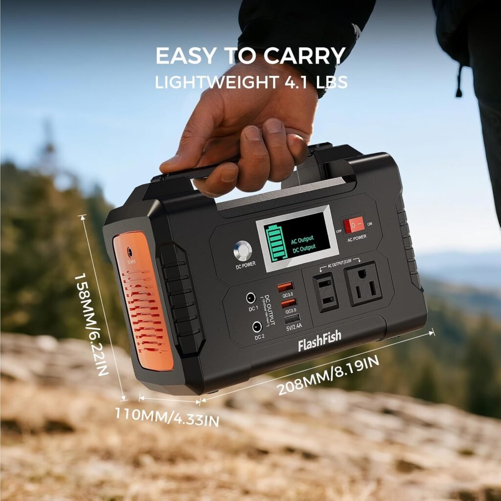 Flashfish 200W Portable Power Station 151Wh, 400W Peak Solar Generator with 110V AcOutlet, 2 DC 3 USB Ports, Backup Battery for CPAp Camping, Home, Outdoor EmergencyPower supply Flashfish 200W Portable Power Station 151Wh, 400W Peak Solar Generator with 110V AcOutlet, 2 DC 3 USB Ports, Backup Battery for CPAp Camping, Home, Outdoor EmergencyPower supply