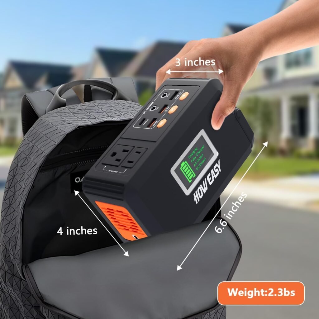HOWEASY Portable Power Station, 88Wh Solar Generator, Lithium Battery Power with 110V AC 150W Peak Socket/DC/USB/LED Light for Outdoor Camping Trip Hunting Emergency HOWEASY Portable Power Station, 88Wh Solar Generator, Lithium Battery Power with 110V AC 150W Peak Socket/DC/USB/LED Light for Outdoor Camping Trip Hunting Emergency