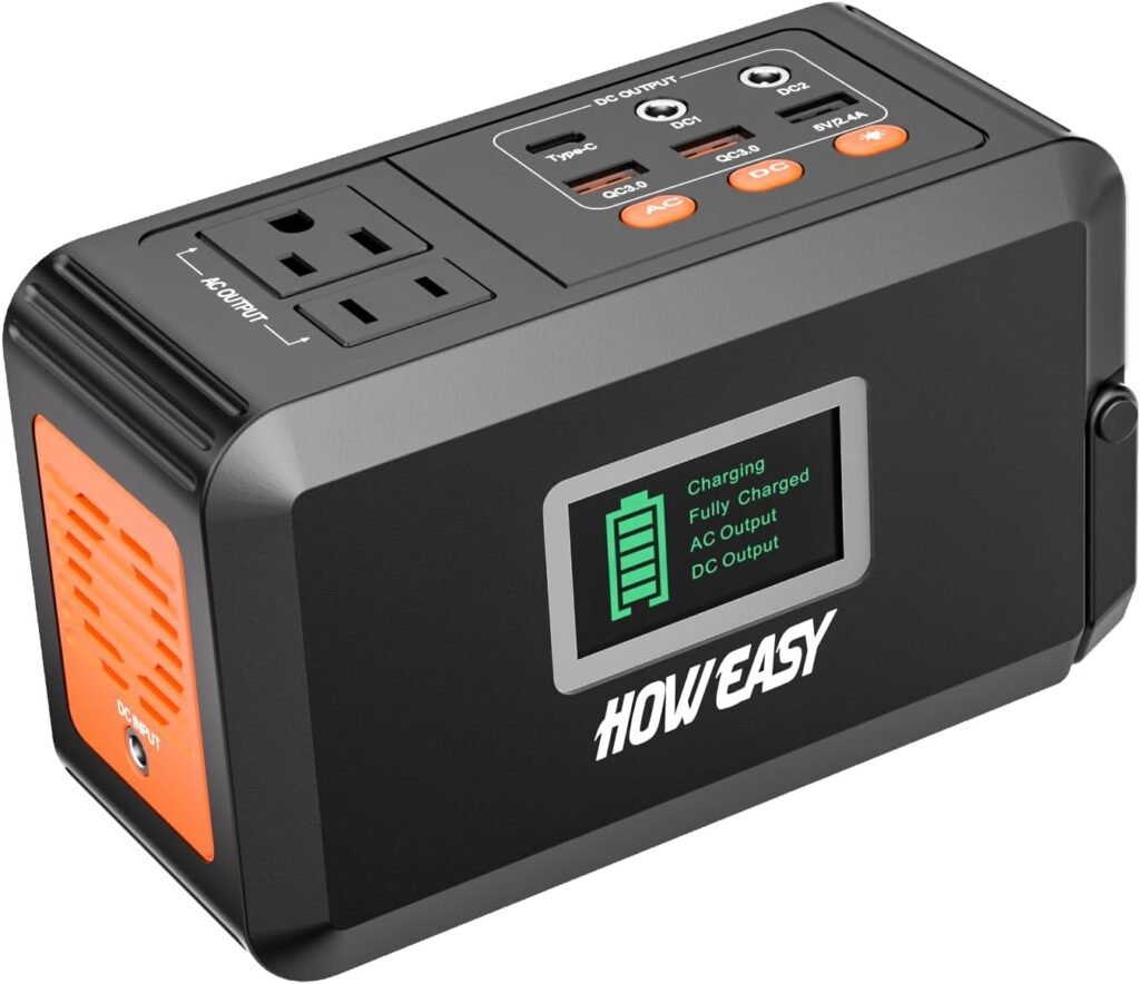 HOWEASY Portable Power Station, 88Wh Solar Generator, Lithium Battery Power with 110V AC 150W Peak Socket/DC/USB/LED Light for Outdoor Camping Trip Hunting Emergency HOWEASY Portable Power Station, 88Wh Solar Generator, Lithium Battery Power with 110V AC 150W Peak Socket/DC/USB/LED Light for Outdoor Camping Trip Hunting Emergency