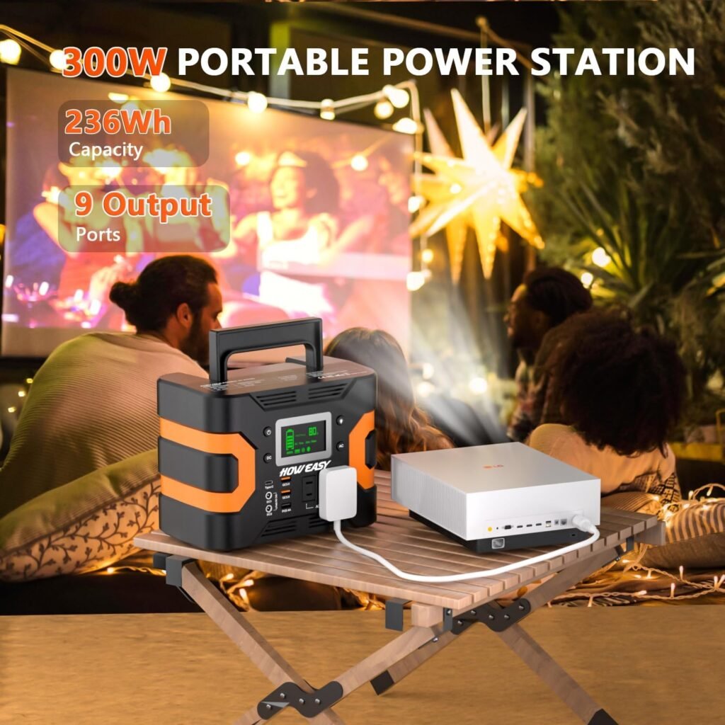 HOWEASY Portable Power Station, 88Wh Solar Generator, Lithium Battery Power with 110V AC 150W Peak Socket/DC/USB/LED Light for Outdoor Camping Trip Hunting Emergency HOWEASY Portable Power Station, 88Wh Solar Generator, Lithium Battery Power with 110V AC 150W Peak Socket/DC/USB/LED Light for Outdoor Camping Trip Hunting Emergency
