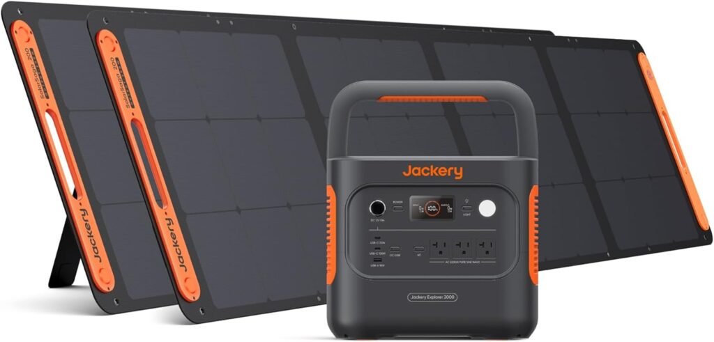 Jackery Solar Generator 2000 v2 with 2x200W Solar Panels, 2042Wh/2200W LiFePo4 Portable Power Station, 20ms UPS Home Backup, USB-C PD 100W Fast Charging for Power Outages, Emergencies, Camping  RVing Jackery Solar Generator 2000 v2 with 2x200W Solar Panels, 2042Wh/2200W LiFePo4 Portable Power Station, 20ms UPS Home Backup, USB-C PD 100W Fast Charging for Power Outages, Emergencies, Camping  RVing