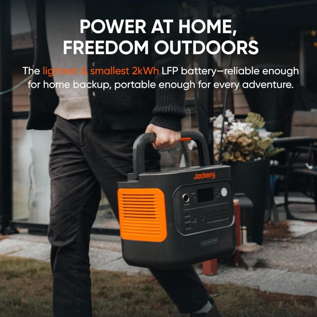Jackery Solar Generator 2000 v2 with 2x200W Solar Panels, 2042Wh/2200W LiFePo4 Portable Power Station, 20ms UPS Home Backup, USB-C PD 100W Fast Charging for Power Outages, Emergencies, Camping  RVing Jackery Solar Generator 2000 v2 with 2x200W Solar Panels, 2042Wh/2200W LiFePo4 Portable Power Station, 20ms UPS Home Backup, USB-C PD 100W Fast Charging for Power Outages, Emergencies, Camping  RVing