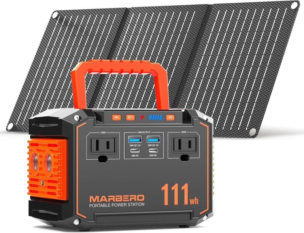 MARBERO 296Wh Solar Generator with Solar Panel Included 300W Portable Power Station with 60W Foldable Panel Set Solar Power Bank with AC Outlets for Camping Home Backup Outdoor Emergency Travel MARBERO 296Wh Solar Generator with Solar Panel Included 300W Portable Power Station with 60W Foldable Panel Set Solar Power Bank with AC Outlets for Camping Home Backup Outdoor Emergency Travel