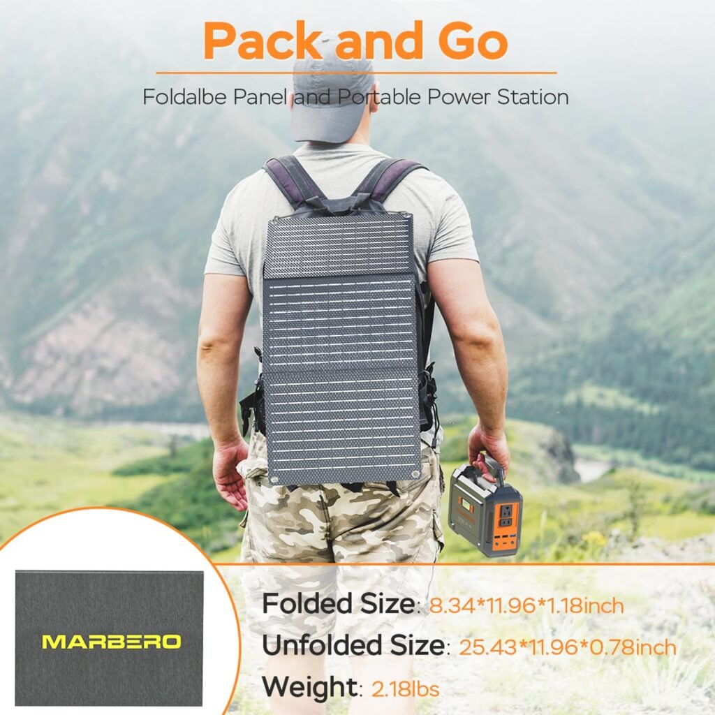 MARBERO Solar Generator 167Wh Camping Portable Power Station 200W Peak with Foldable Solar Panels 30W with AC Outlet 110V Multi-Port LED Flashlights for CPAP Home Camping Hurricane Emergency MARBERO Solar Generator 167Wh Camping Portable Power Station 200W Peak with Foldable Solar Panels 30W with AC Outlet 110V Multi-Port LED Flashlights for CPAP Home Camping Hurricane Emergency