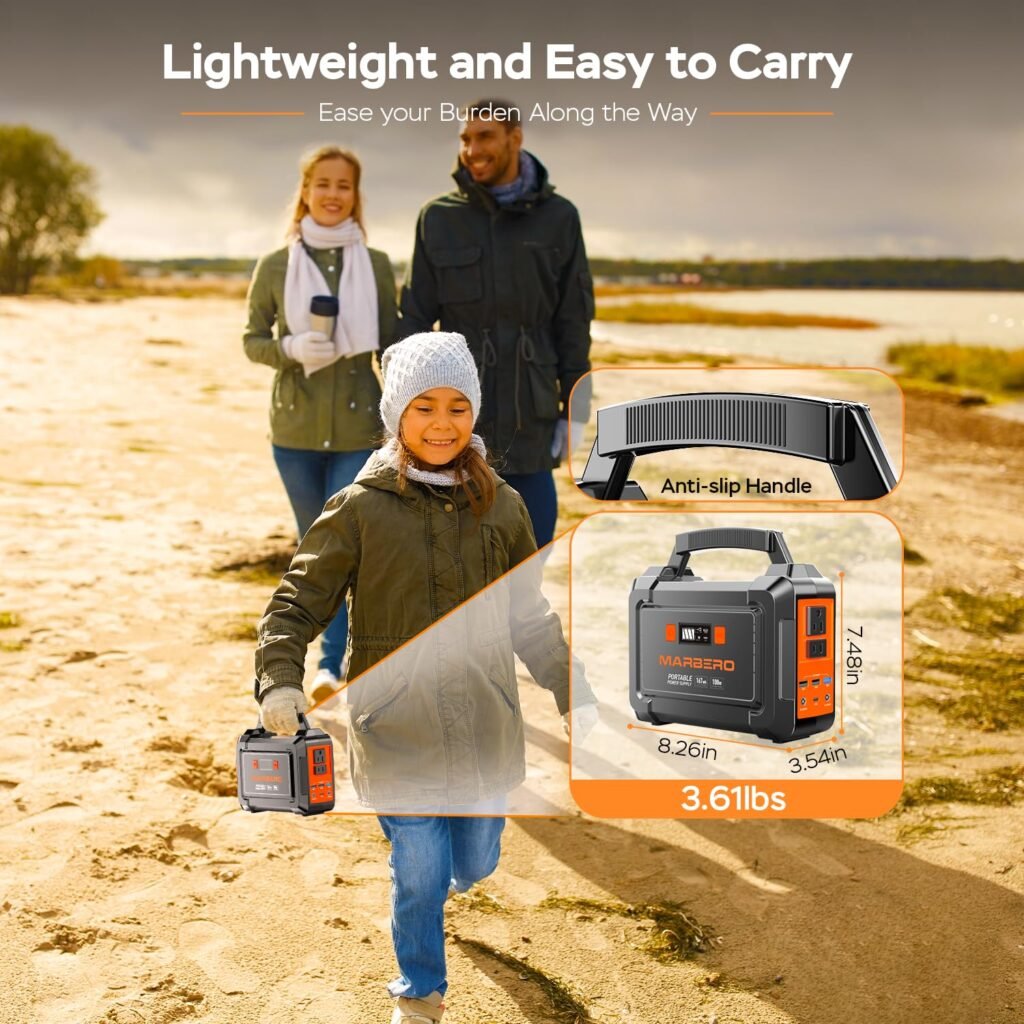 MARBERO Solar Generator 167Wh Camping Portable Power Station 200W Peak with Foldable Solar Panels 30W with AC Outlet 110V Multi-Port LED Flashlights for CPAP Home Camping Hurricane Emergency MARBERO Solar Generator 167Wh Camping Portable Power Station 200W Peak with Foldable Solar Panels 30W with AC Outlet 110V Multi-Port LED Flashlights for CPAP Home Camping Hurricane Emergency