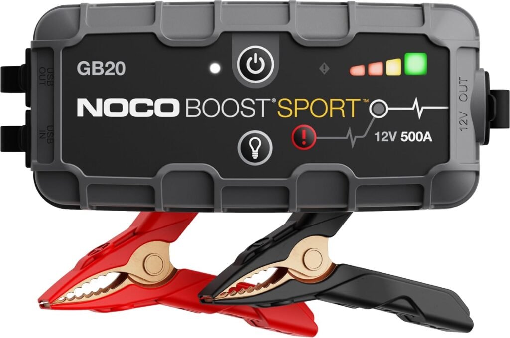 NOCO Boost GB20: 500A UltraSafe Jump Starter – 12V Lithium Battery Booster Pack, Portable Jump Box, Power Bank  Jumper Cables - for 4.0L Gas Engines NOCO Boost GB20: 500A UltraSafe Jump Starter – 12V Lithium Battery Booster Pack, Portable Jump Box, Power Bank  Jumper Cables - for 4.0L Gas Engines