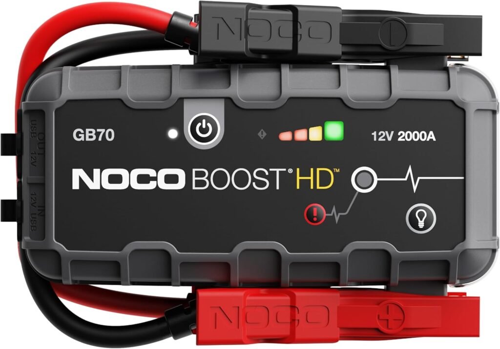 NOCO Boost GB70: 2000A UltraSafe Jump Starter – 12V Lithium Battery Booster Pack, Portable Jump Box, Power Bank  Jumper Cables - for 8.0L Gas and 6.0L Diesel Engines NOCO Boost GB70: 2000A UltraSafe Jump Starter – 12V Lithium Battery Booster Pack, Portable Jump Box, Power Bank  Jumper Cables - for 8.0L Gas and 6.0L Diesel Engines