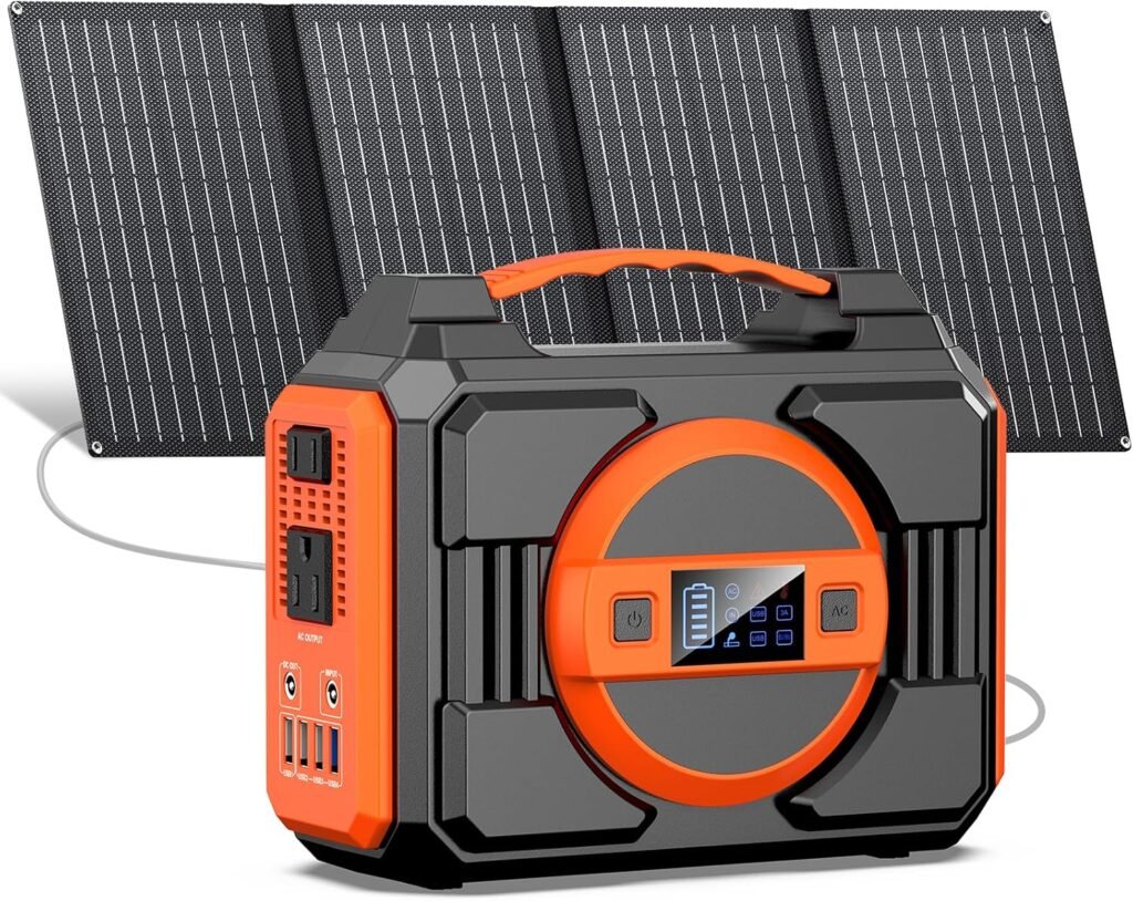Solar Powered Generator 300W Rated, Portable Solar Generator Power Station with Solar Panels 40W Included, 220Wh Sola Power Bank with AC Outlet 110V Pure Sine Wave for Home Use Camping Outdoor Solar Powered Generator 300W Rated, Portable Solar Generator Power Station with Solar Panels 40W Included, 220Wh Sola Power Bank with AC Outlet 110V Pure Sine Wave for Home Use Camping Outdoor