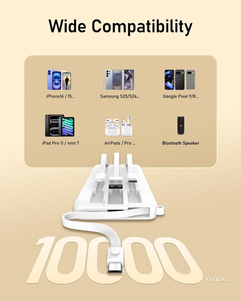 VEEKTOMX Portable Charger with Built-in Cables 10000mAh Power Bank for iPhone Slim Fast Charge USB C Battery Pack Travel Essentials Powerbank Compatible with iPhone, Samsung, Android, etc VEEKTOMX Portable Charger with Built-in Cables 10000mAh Power Bank for iPhone Slim Fast Charge USB C Battery Pack Travel Essentials Powerbank Compatible with iPhone, Samsung, Android, etc