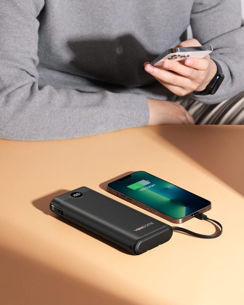 VEEKTOMX Portable Charger with Built-in Cables 10000mAh Power Bank for iPhone Slim Fast Charge USB C Battery Pack Travel Essentials Powerbank Compatible with iPhone, Samsung, Android, etc VEEKTOMX Portable Charger with Built-in Cables 10000mAh Power Bank for iPhone Slim Fast Charge USB C Battery Pack Travel Essentials Powerbank Compatible with iPhone, Samsung, Android, etc