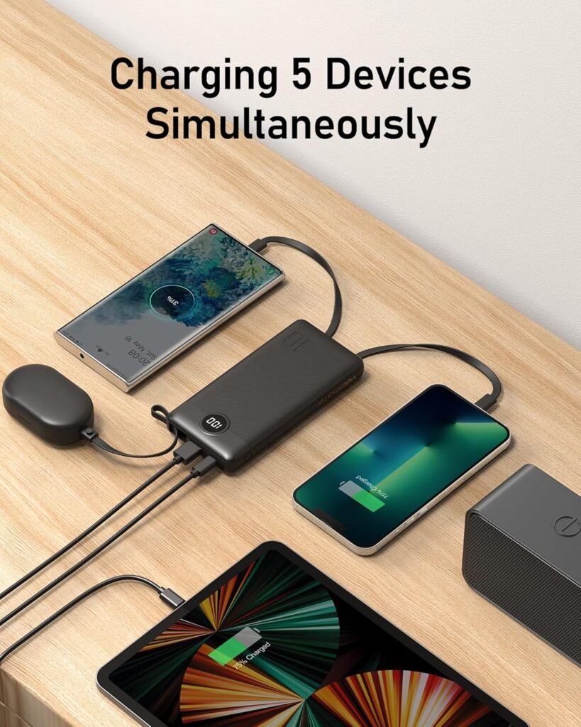 VEEKTOMX Portable Charger with Built-in Cables 10000mAh Power Bank for iPhone Slim Fast Charge USB C Battery Pack Travel Essentials Powerbank Compatible with iPhone, Samsung, Android, etc VEEKTOMX Portable Charger with Built-in Cables 10000mAh Power Bank for iPhone Slim Fast Charge USB C Battery Pack Travel Essentials Powerbank Compatible with iPhone, Samsung, Android, etc