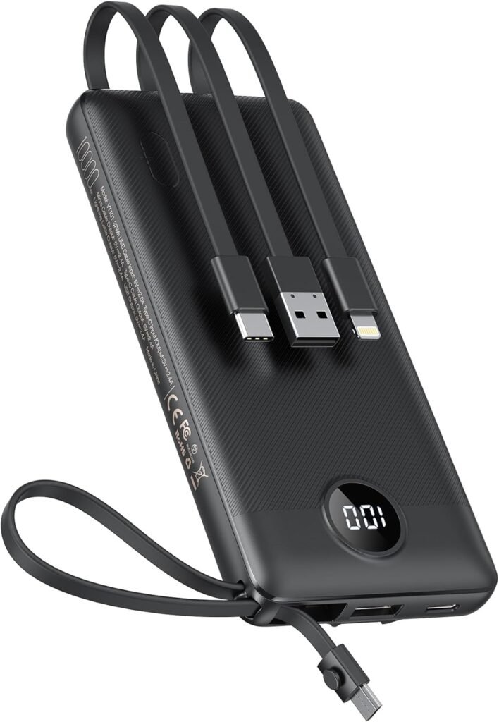 VEEKTOMX Portable Charger with Built-in Cables 10000mAh Power Bank for iPhone Slim Fast Charge USB C Battery Pack Travel Essentials Powerbank Compatible with iPhone, Samsung, Android, etc VEEKTOMX Portable Charger with Built-in Cables 10000mAh Power Bank for iPhone Slim Fast Charge USB C Battery Pack Travel Essentials Powerbank Compatible with iPhone, Samsung, Android, etc