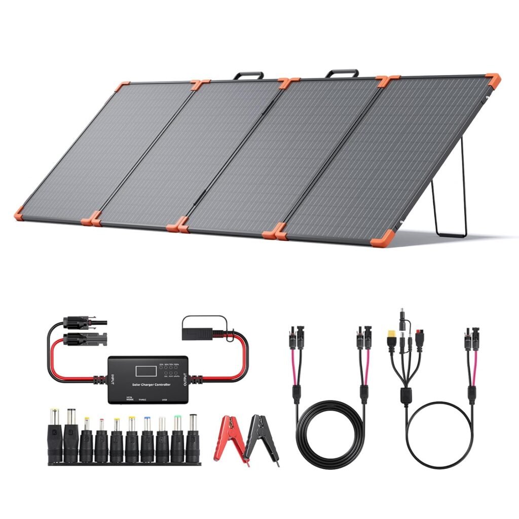 200 watt 12V Solar Battery Charger with 20A PWM Controller,RV Essentials,Portable Foldable Solar Panel for Power Station,23.5% High Efficiency IP68 Waterproof 4 Kickstands for Camping RV Hurricane 200 watt 12V Solar Battery Charger with 20A PWM Controller,RV Essentials,Portable Foldable Solar Panel for Power Station,23.5% High Efficiency IP68 Waterproof 4 Kickstands for Camping RV Hurricane