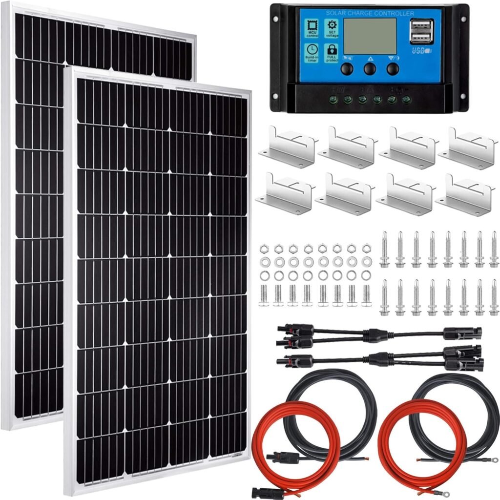 Pikasola 12V Wind Turbine Generator 400W + 200W Monocrystalline Solar Panel Kits Suit for RV Marine Home Solar Wind Hybrid System