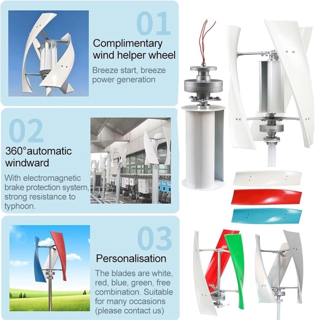 10000W/12000W Upgraded Wind Vertical Axis Turbine Generator 12V 24V 48V 220V with MPPT Controller Wind Turbine Kit for Hybrid Wind Solar System 10000W/12000W Upgraded Wind Vertical Axis Turbine Generator 12V 24V 48V 220V with MPPT Controller Wind Turbine Kit for Hybrid Wind Solar System