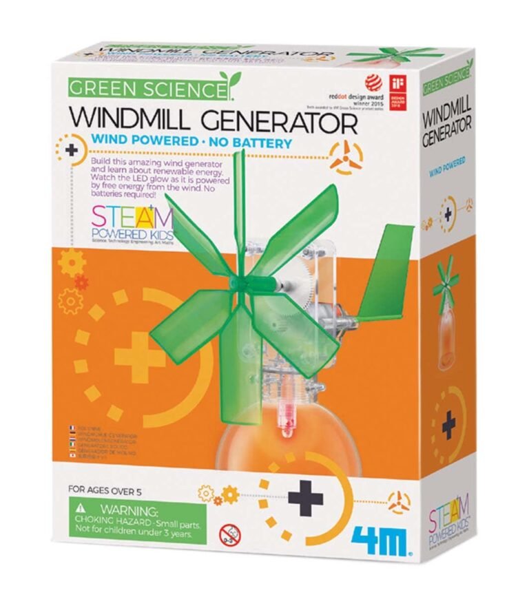 4m toysmith green science windmill generator kit diy science kit with led lights for boys girls ages 8 packaging may var