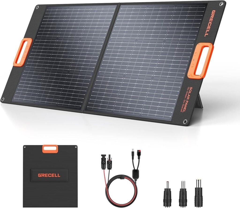GRECELL 100W Portable Solar Panel for Power Station Generator, 20V Foldable Solar Cell Solar Charger with High-Efficiency Battery Charger for Outdoor Camping Van RV Trip GRECELL 100W Portable Solar Panel for Power Station Generator, 20V Foldable Solar Cell Solar Charger with High-Efficiency Battery Charger for Outdoor Camping Van RV Trip