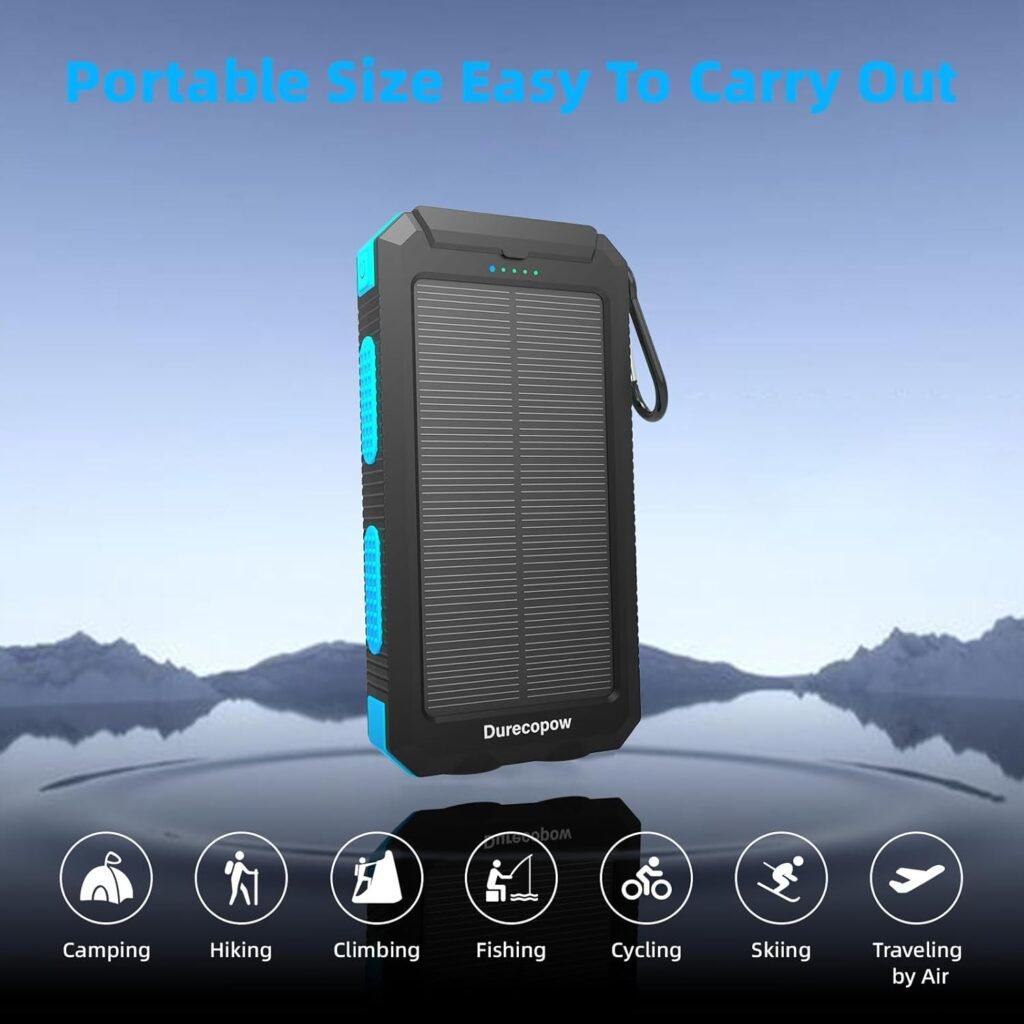 Solar Charger Power Bank 20,000mAh, Portable Charger, 4 Cables 3 Ports Fast Charging External Battery Pack with USB C for Cell Phones, Solar Panel Charger with Dual Flashlight for Camping Solar Charger Power Bank 20,000mAh, Portable Charger, 4 Cables 3 Ports Fast Charging External Battery Pack with USB C for Cell Phones, Solar Panel Charger with Dual Flashlight for Camping