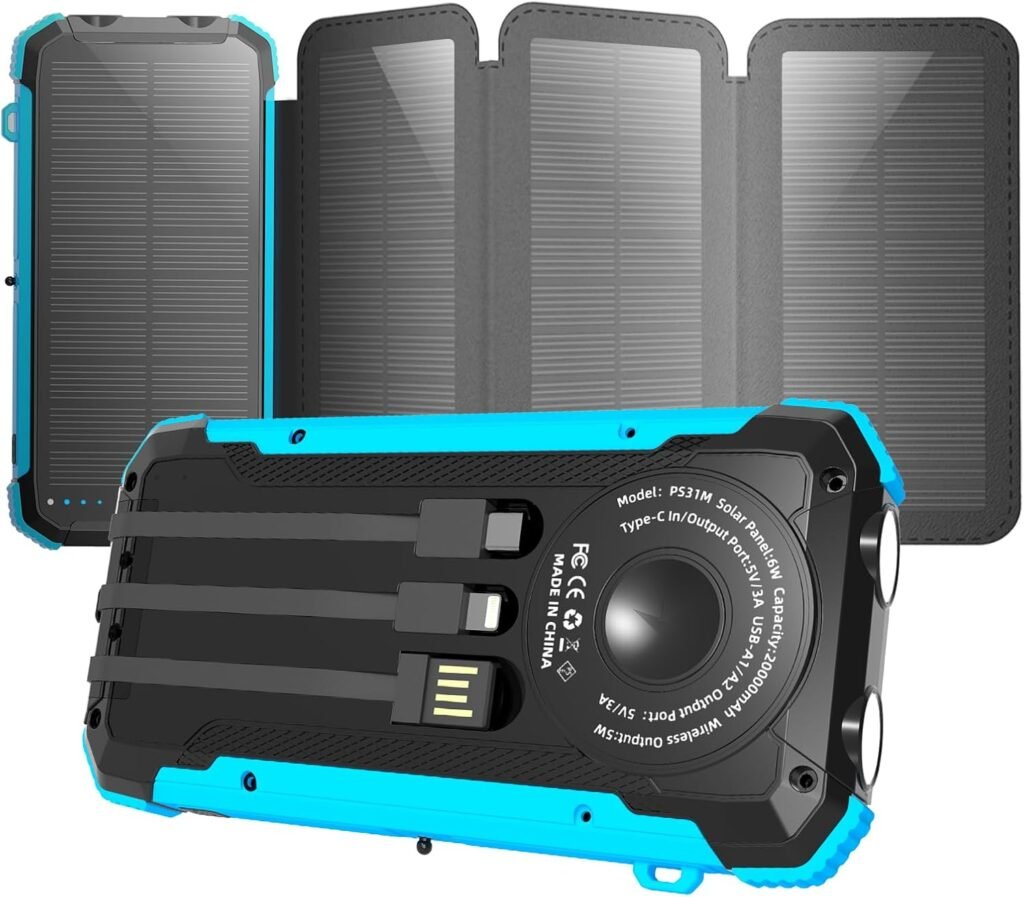 Solar Charger Power Bank 20000mAh, Portable Wireless Charger, 15W Fast Charging External Battery Pack with Dual Flashlight and USB C Outputs. Outdoor Mobile Power Compatible with Cell Phones Solar Charger Power Bank 20000mAh, Portable Wireless Charger, 15W Fast Charging External Battery Pack with Dual Flashlight and USB C Outputs. Outdoor Mobile Power Compatible with Cell Phones